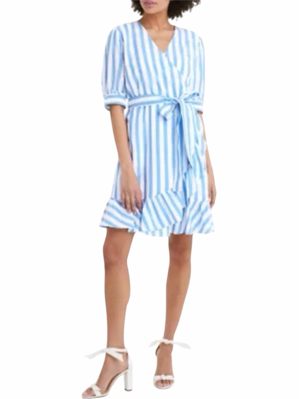 NEW DRAPER JAMES Reba Wrap Dress in Awning Stripe Size 12